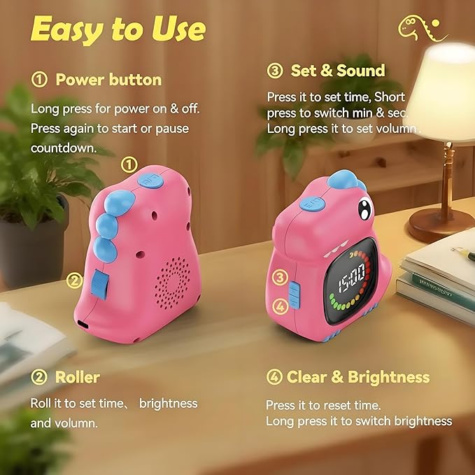 Doli Yearning Visual Timer for Kids, 99 Minute Digital Cute Kids Visual Timer Classroom Timer for Home School Study Teaching Time Management