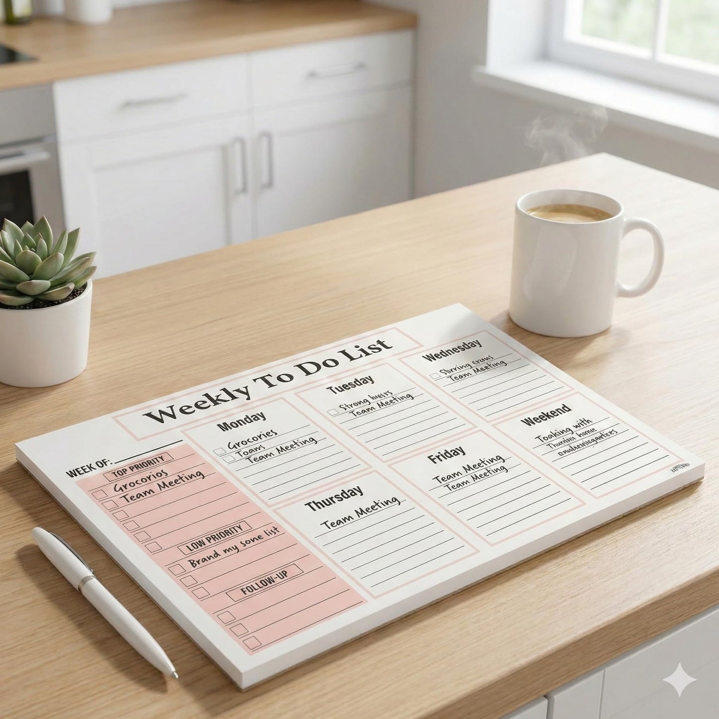 NIIVIIN Weekly To Do List Notepad - Weekly Planner Notepad, ADHD Planner for Adults, 50 Tear-Off 8.5" x 11" Sheets, Extra Thick Backing