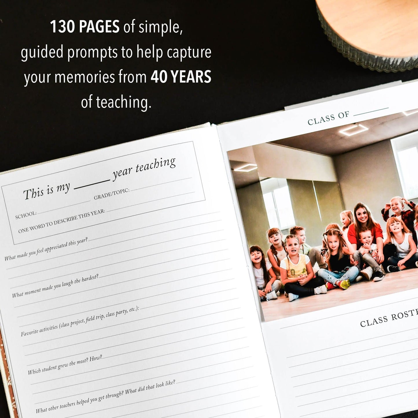 DUNCAN & STONE PAPER CO. Teacher Memory Book – 20 Years Of Memories Notebook for Teachers - Linen Cover Classic Teacher Journal Notebook - Cute Journaling Notebooks (130 Pages)