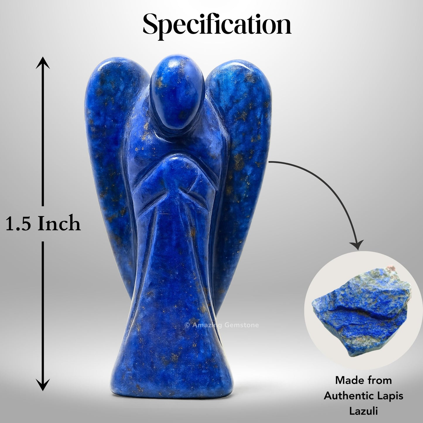Amazing Gemstone Lapis Lazuli Angel - Lapis Lazuli Crystal Angel and Pocket Guardian Angel Crystal Figurines (1.5 inches)