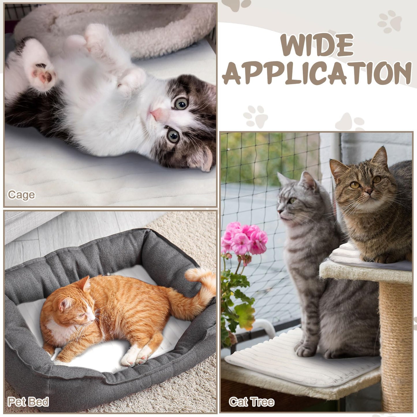 Nuanchu 4 Pack Self Warming Cat Bed 24"x18" Self Heating Dog Cat Pad Bulk Crate Mat Extra Warm Thermal Big Pet Pad for Indoor Outdoor Pets Houses with Removable Washable Cover Non Slip(White)