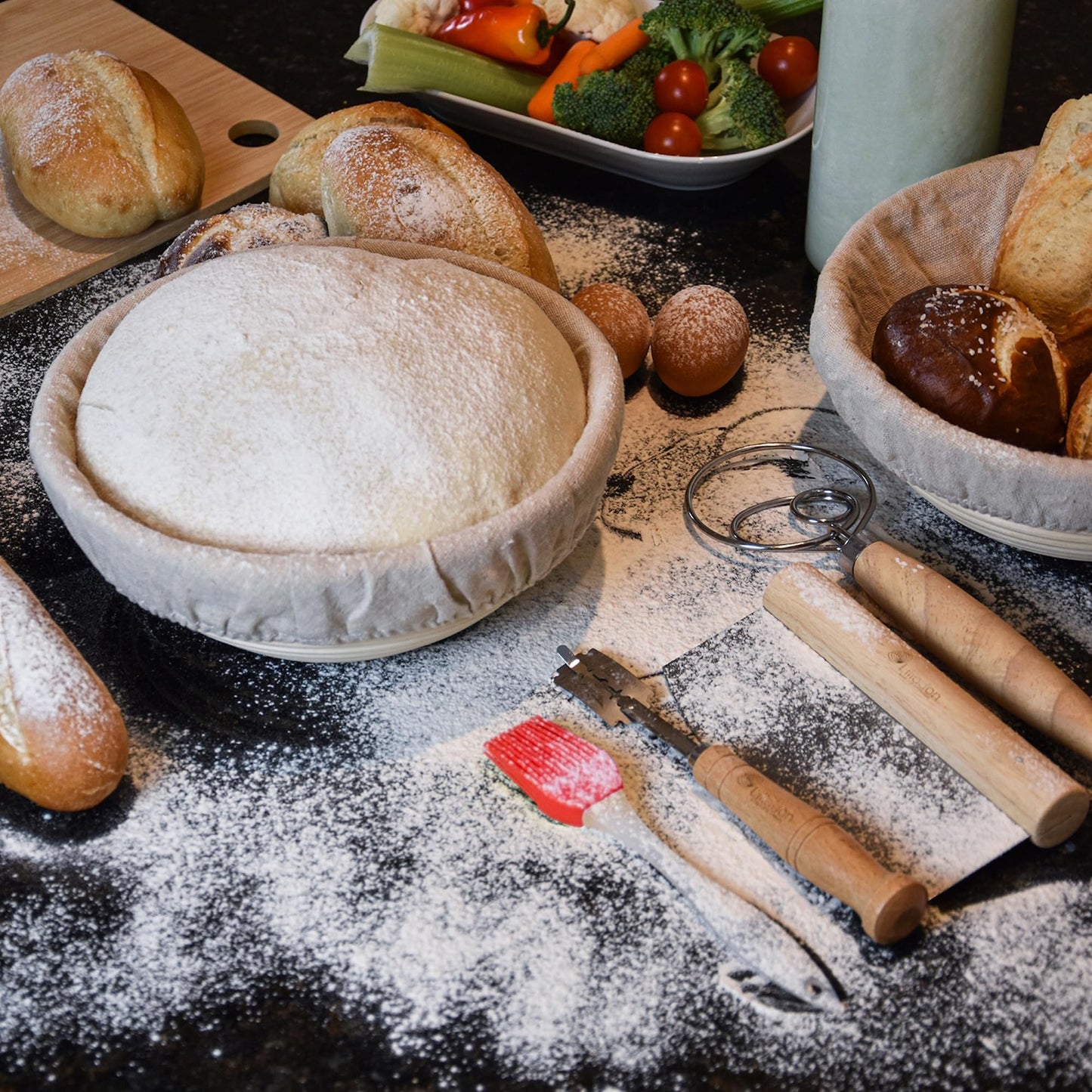 Liliadon Sourdough Starter Kit - Bread Proofing Basket Set - Baking Accessories - Gift Set