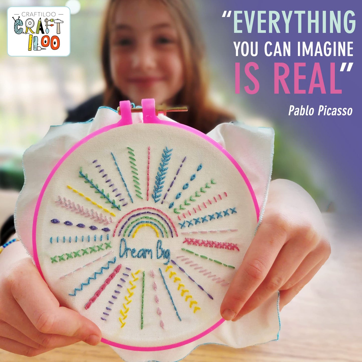 10 Pre-Stamped Embroidery Patterns for Beginners Embroidery Kit for Kids Girls Needlepoint Kits for Beginners Cross Stitch Craft Sewing Perfect for Ages 7-13