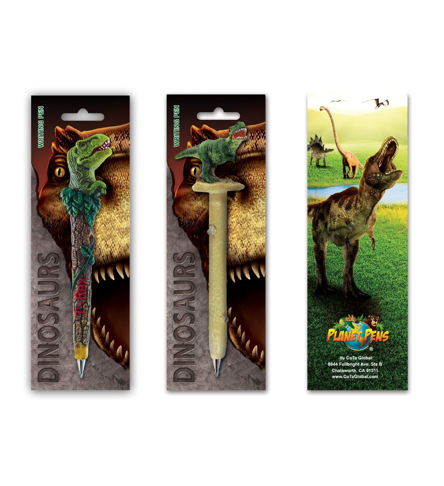 Planet Pens Bundle of Dinosaurs Tyrannosaurus Rex Novelty Pens - Fun and Unique T-Rex Ballpoint Pens, Colorful Dinosaur Writing Pens For School and Office - 4 Pack