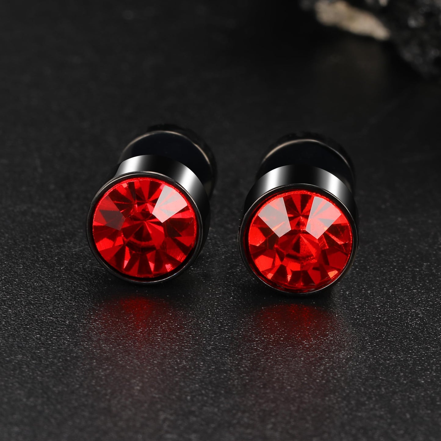 Stainless Steel Flat Back Stud Earrings,Hypoallergenic Titanium Black Gold Plated Cubic Zirconia Stud Earrings for Women Men