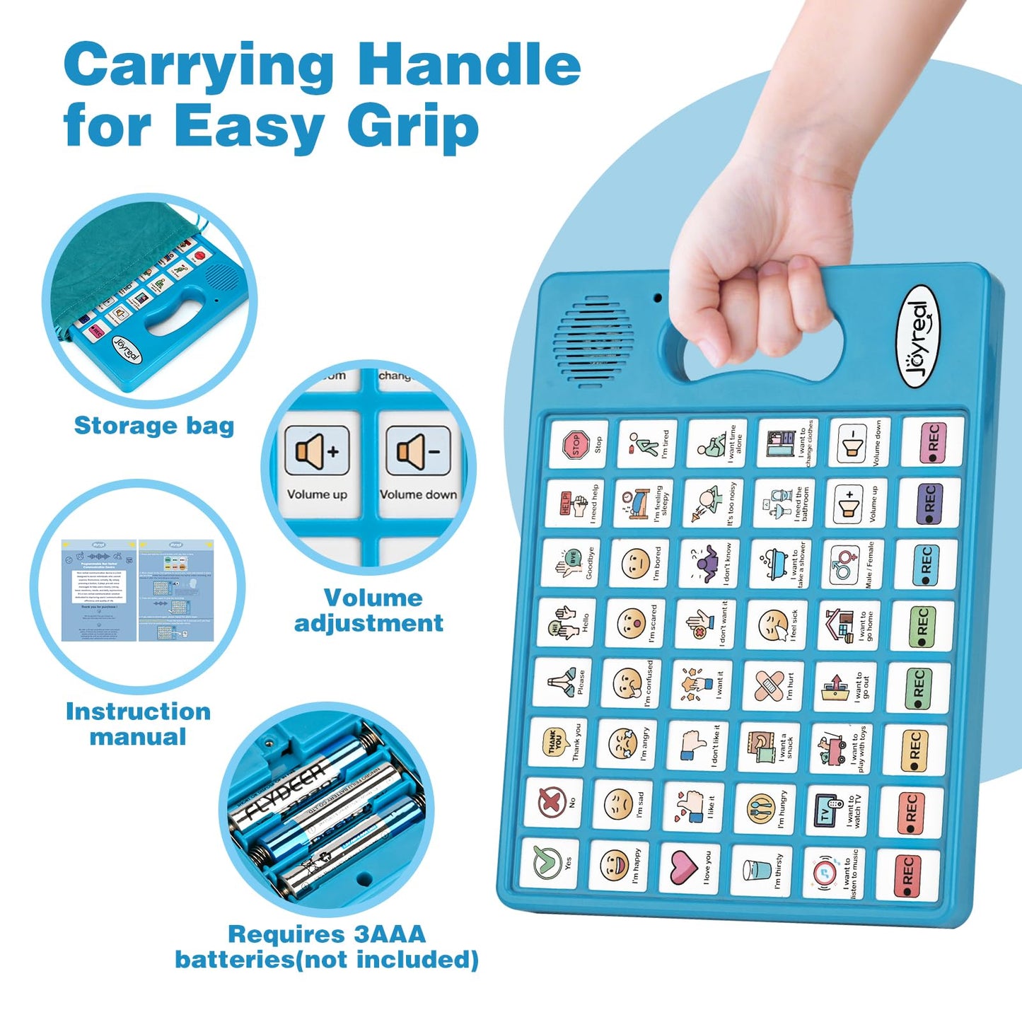 Joyreal AAC Device for Autism, Non Verbal Communication Tools for Speech Therapy & Stroke Rehab. Communication Tablet, Autism Talking Aids with 8 Programmable Buttons & Adjustable Volume