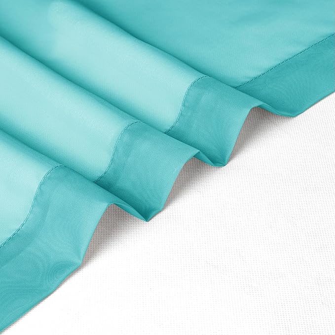 Chyhomenyc Turquoise Sheer Curtains 72 Inch Length 2 Panels, Light Filtering Soft Airy Rod Pocket Voile Window Curtain Drapes for French Door Bedroom Living Room, Each 42Wx72L Inches
