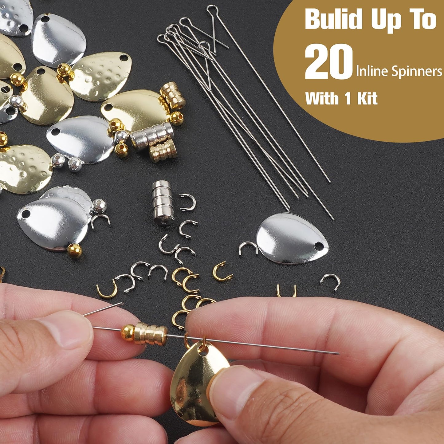 Fishing Lures Spinner Baits Lures Making Kit Inline Spinner Parts Assortment Shaft Clevis Spinner Blade DIY Fishing Spinner Making Supplies Tackle Kit