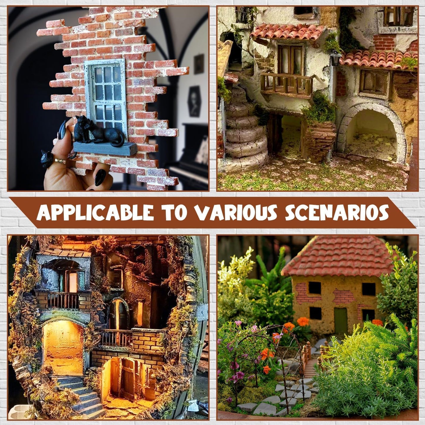 Warmtree 210 Pcs Mini Bricks for Landscaping Miniature Tiny Wall Bricks for Crafts Miniature House Kit Fairy Garden Accessories
