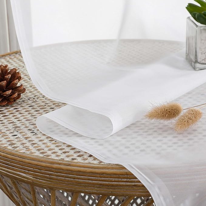 Chyhomenyc White Sheer Curtains 90 Inches Long 2 Panels, Light Filtering White Curtains for Living Room, Soft Gentle Voile Rod Pocket Bedroom Window Drapes, 59Wx90L Inch, 2PCS