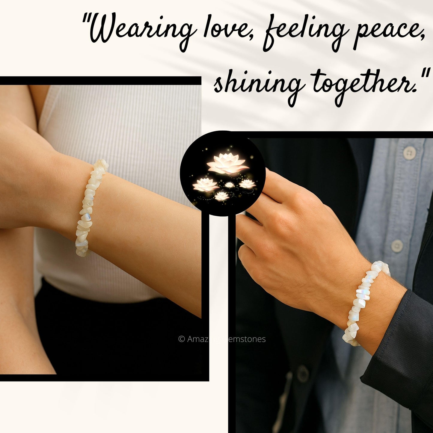 Amazing Gemstone Chips Bracelet (Rainbow Moonstone)