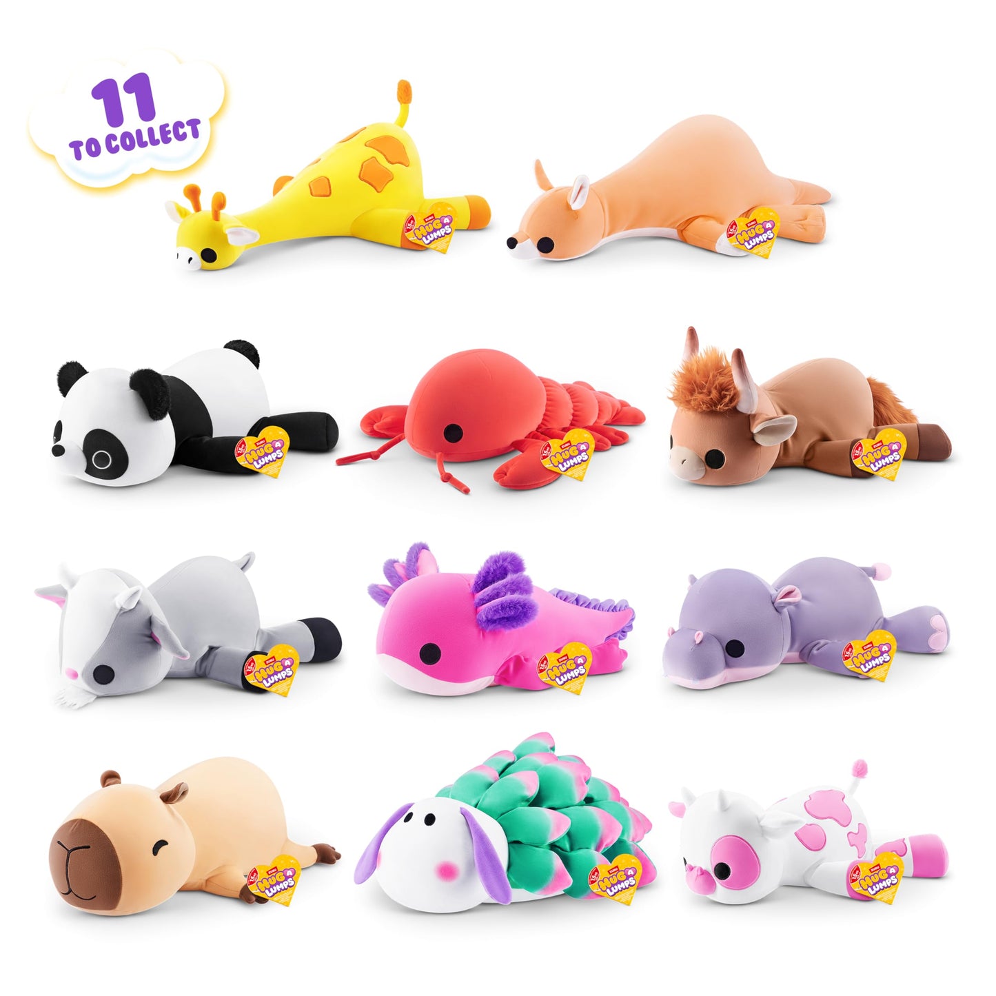 Hug-A-Lumps Cow Clover by ZURU, Medium, 3.3 lbs, Cuddly Squishy Weighted Plush, Sleeping Pillow Plush, Stuffed Animal (Cow)