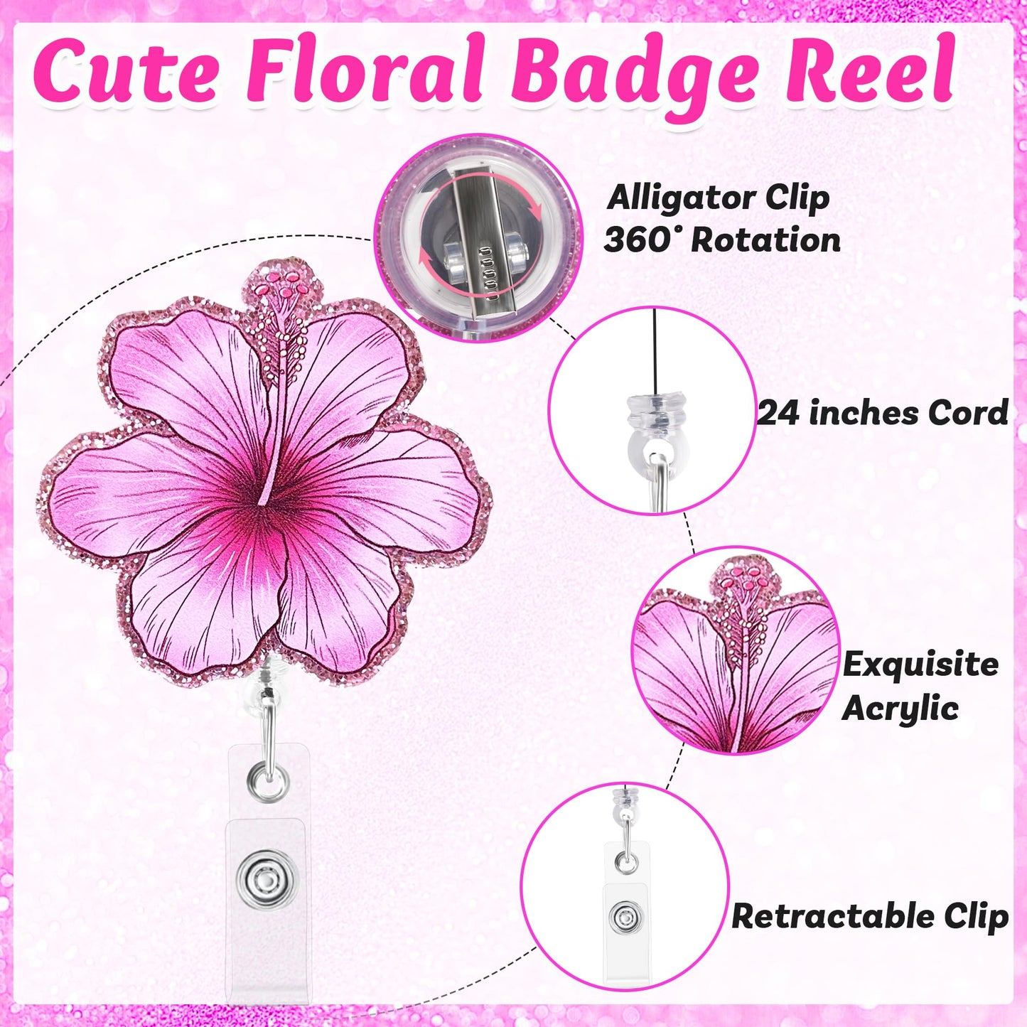 Hotlea 24 PCS Nurse Badge Reels Bulk Funny Badge Holders Retractable Clip Cute Nursing Medical Asssitants RN LPN CNA Nurses Week Gift Accessories for Work