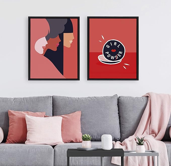 Kate and Laurel Sylvie We Can Framed Canvas Wall Art by Dominique Vari, 18x24 Black, Modern Inspirational Wall Decor