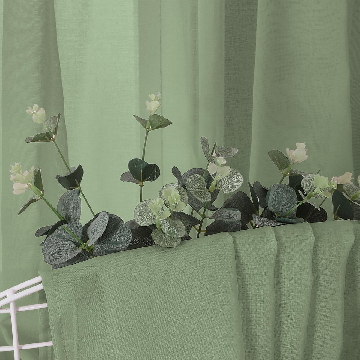 Short Sheer Curtain Linen Textured Bedroom Curtains Sheer Light Filtering Rod Pocket Voile Curtain for Living Room