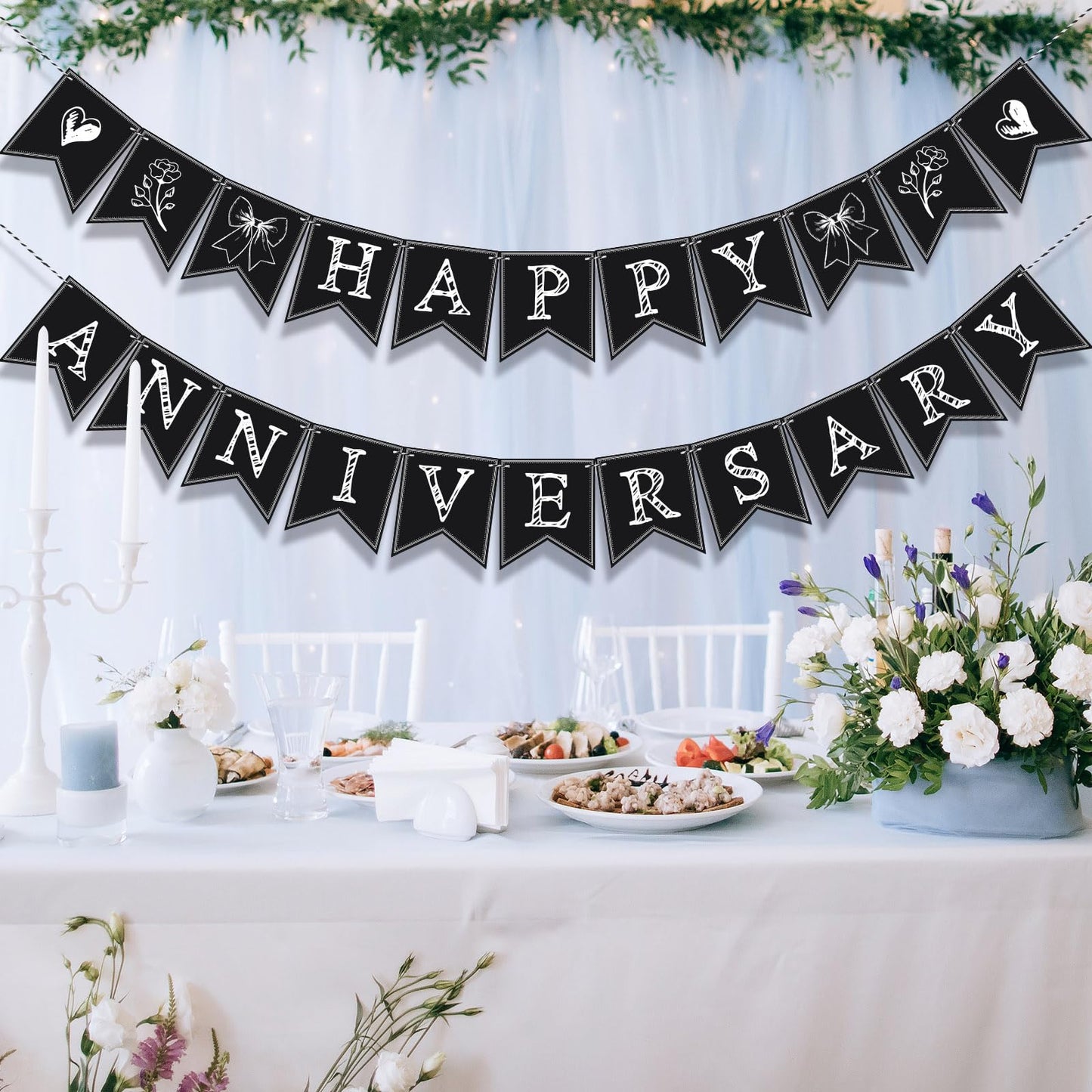 TaoBary 41 Pieces DIY Black Custom Banner Kit Includes 36 Pcs Black Blank Banners 4 Pcs White Chalk and Rope Custom Signs Phrase Banner for Birthday Wedding Baby Shower Themed Party Decorations