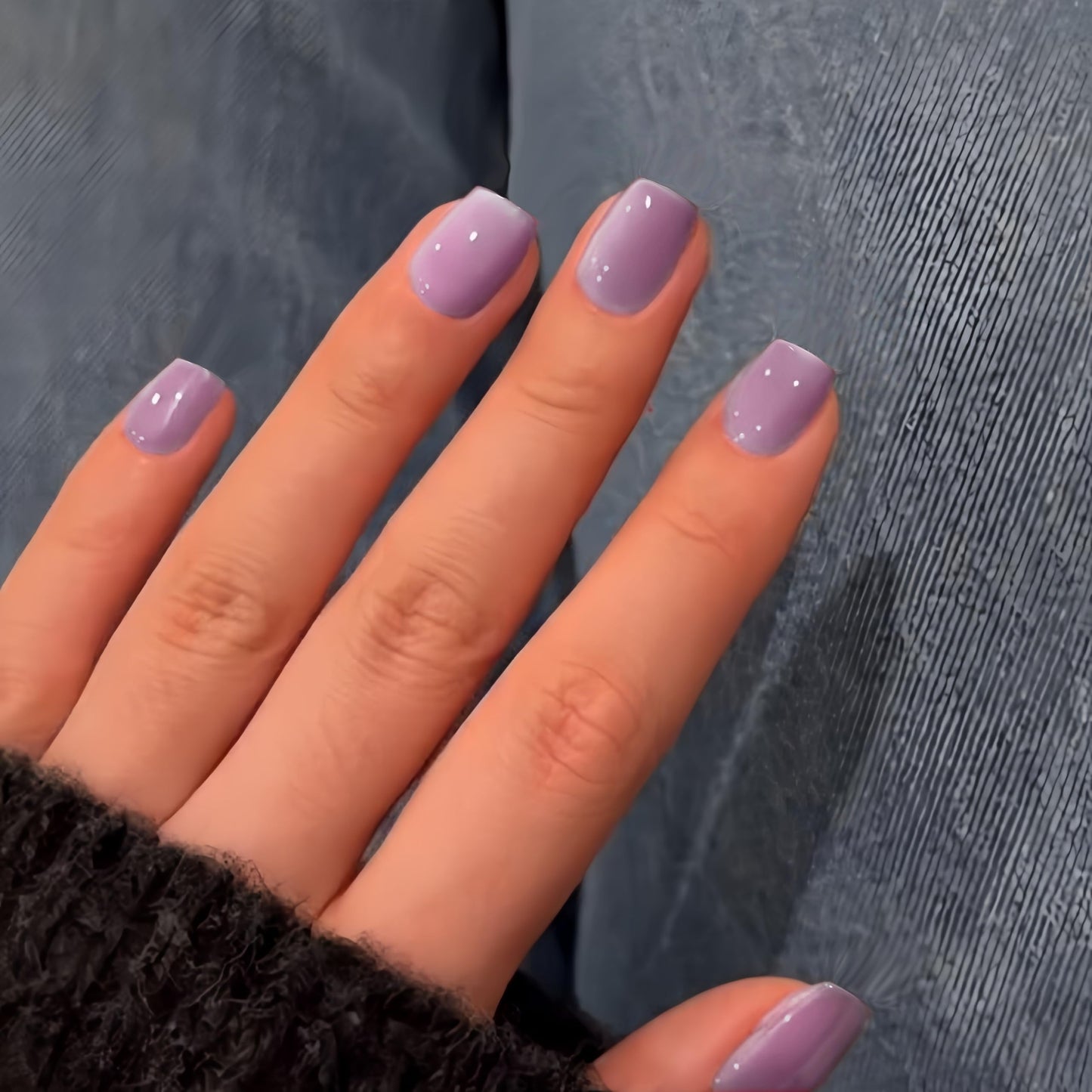 KQueenest Cat Eye Press on Nails Short, 30 Pcs Acrylic Press on Nails Square, Glass Lilac Fake Nails Press on Short, Sparkly Chrome, Light Lavender, Reusable Soft Gel Glue on Nails for Women Gift