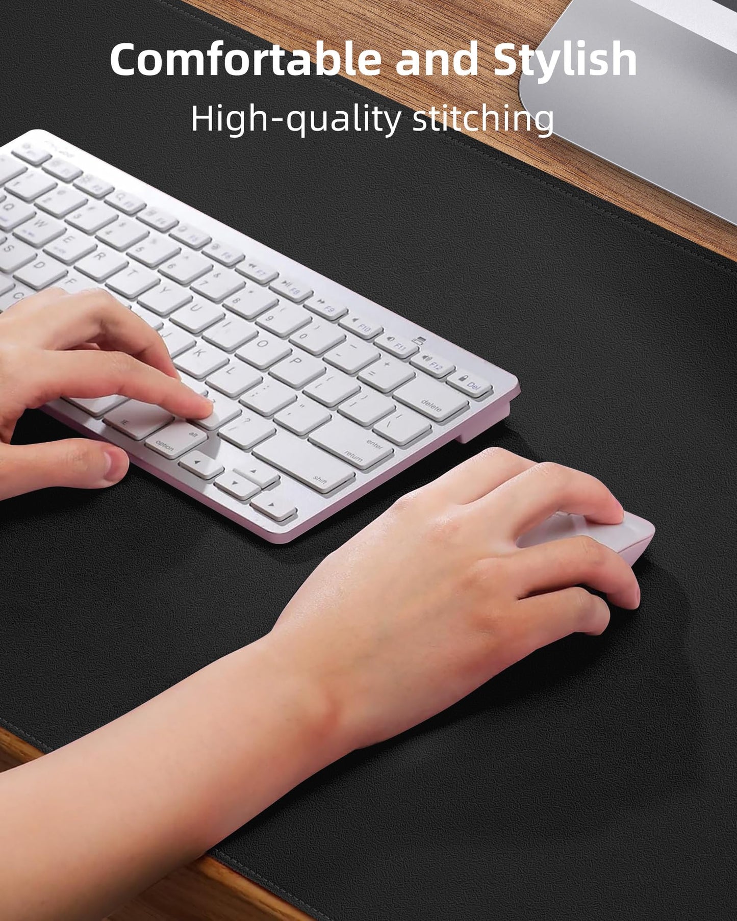 Leather Desk Protector, 55"x17" - Premium Mat, Large Mouse Pad, Non-Slip Blotter, Waterproof Writing Pad for Office and Home (Black)