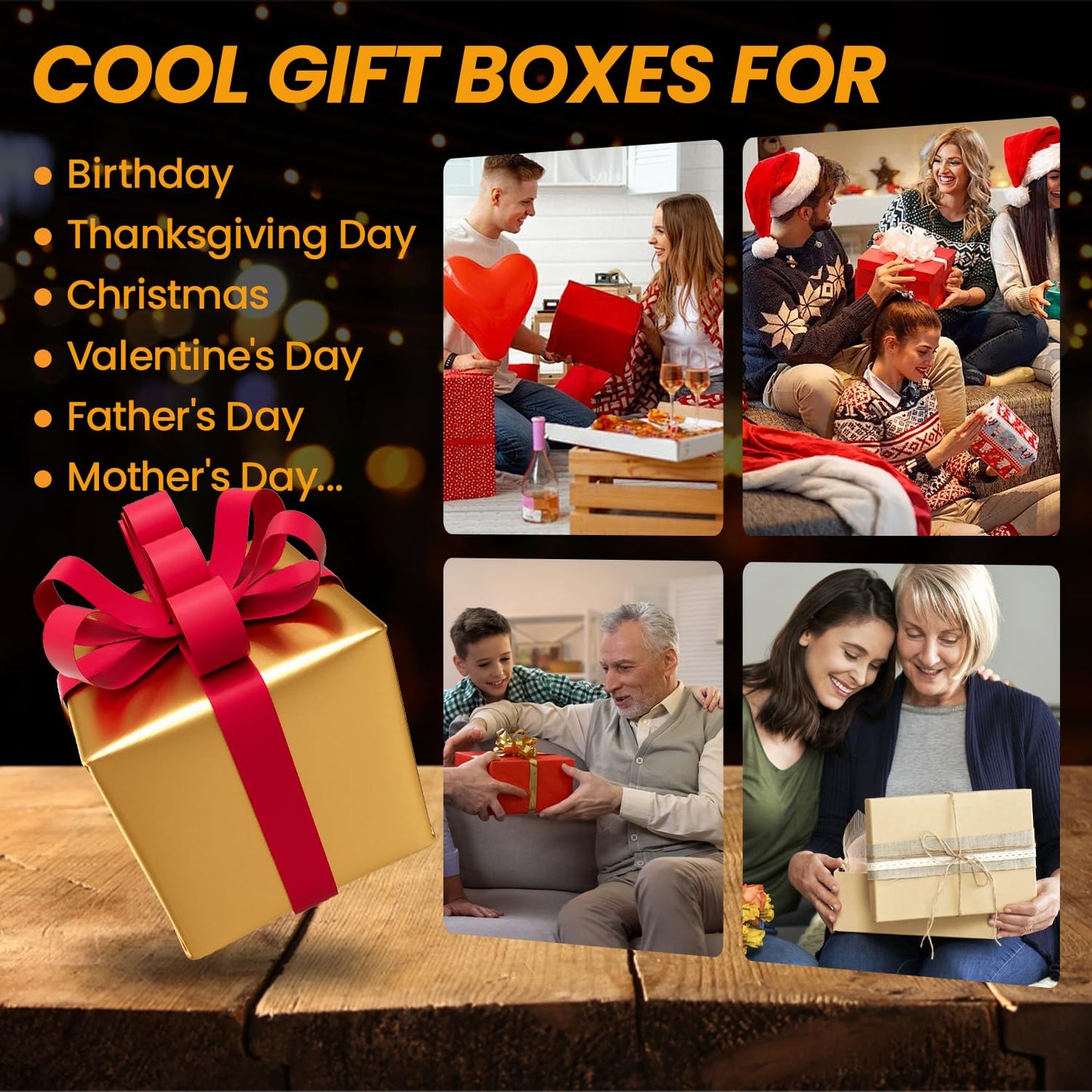 Jsuslife Prank Gift Box, 12PCS Stackable Surprise Nesting Boxes Prank Package Set for Birthday Weddings Anniversaries Christmas Valentine’s Day Funny Gag Gifts for Adults(1.2-5.5IN) (red)