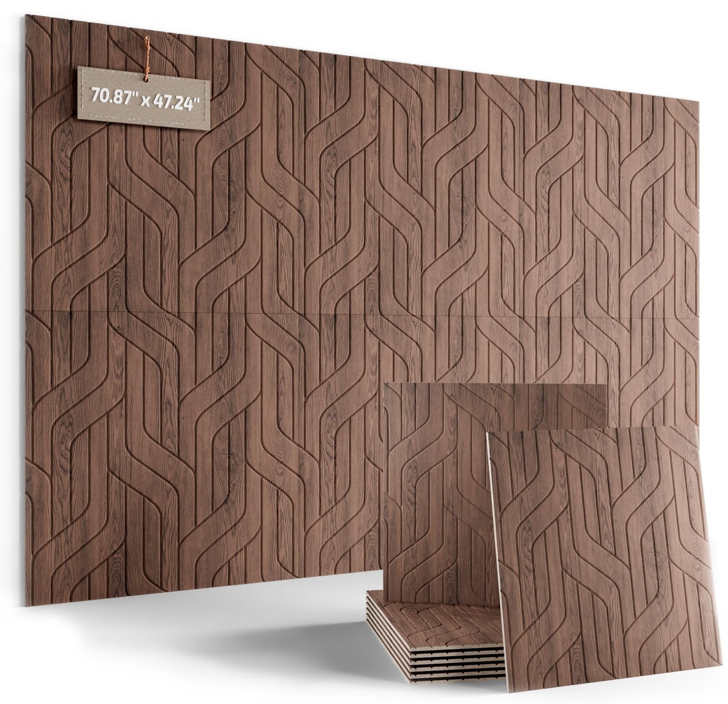 Fluxynara Large Felt Bulletin Board,Cork Board Alternative 70.87'' x 47.24'' Art Acoustical Wall Panels-6 Pack with 60 Adhesive Tabs,for Recording Studio/Home Offices-Walnut/Artistic