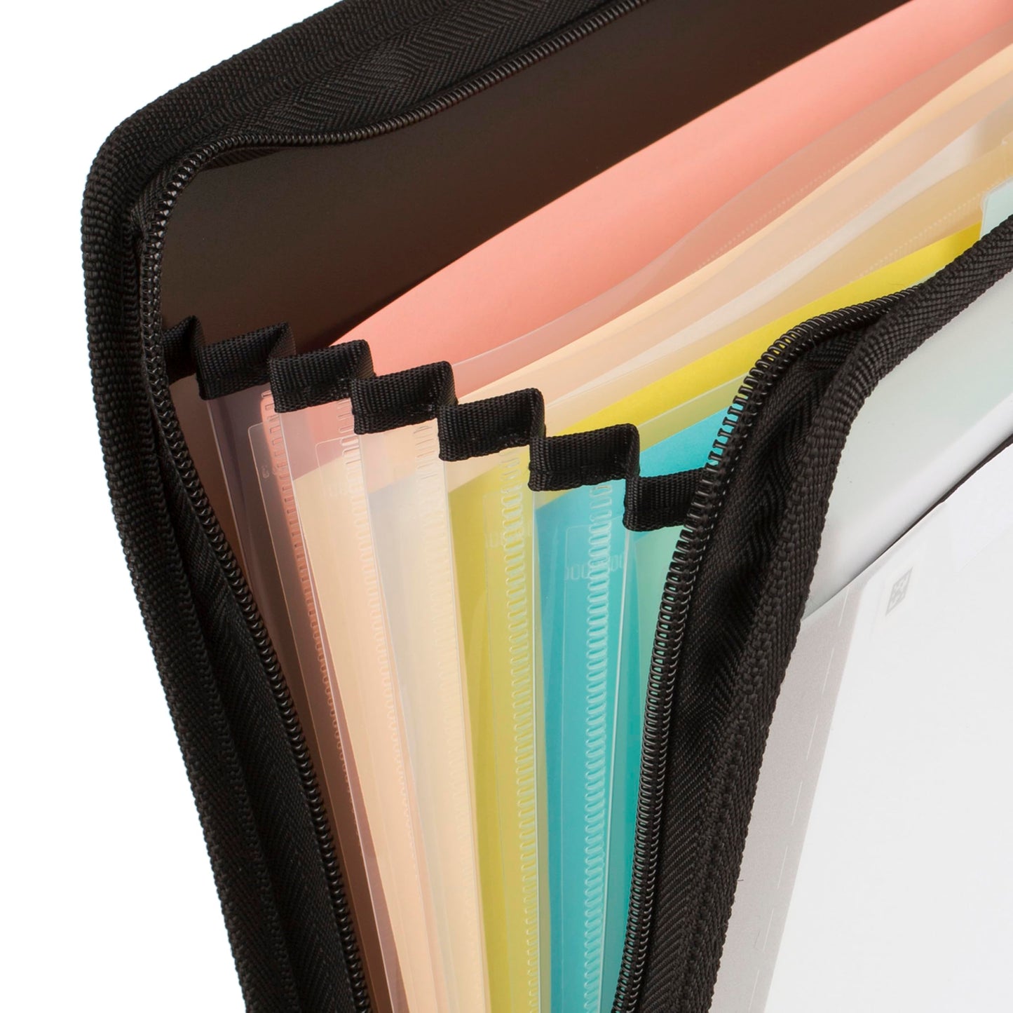 Five Star Expanding File Organizer + Study App, 7-Pocket Accordian File Organizer, Zipper Closure, Holds 8-1/2" x 11" Paper, Black (72709)
