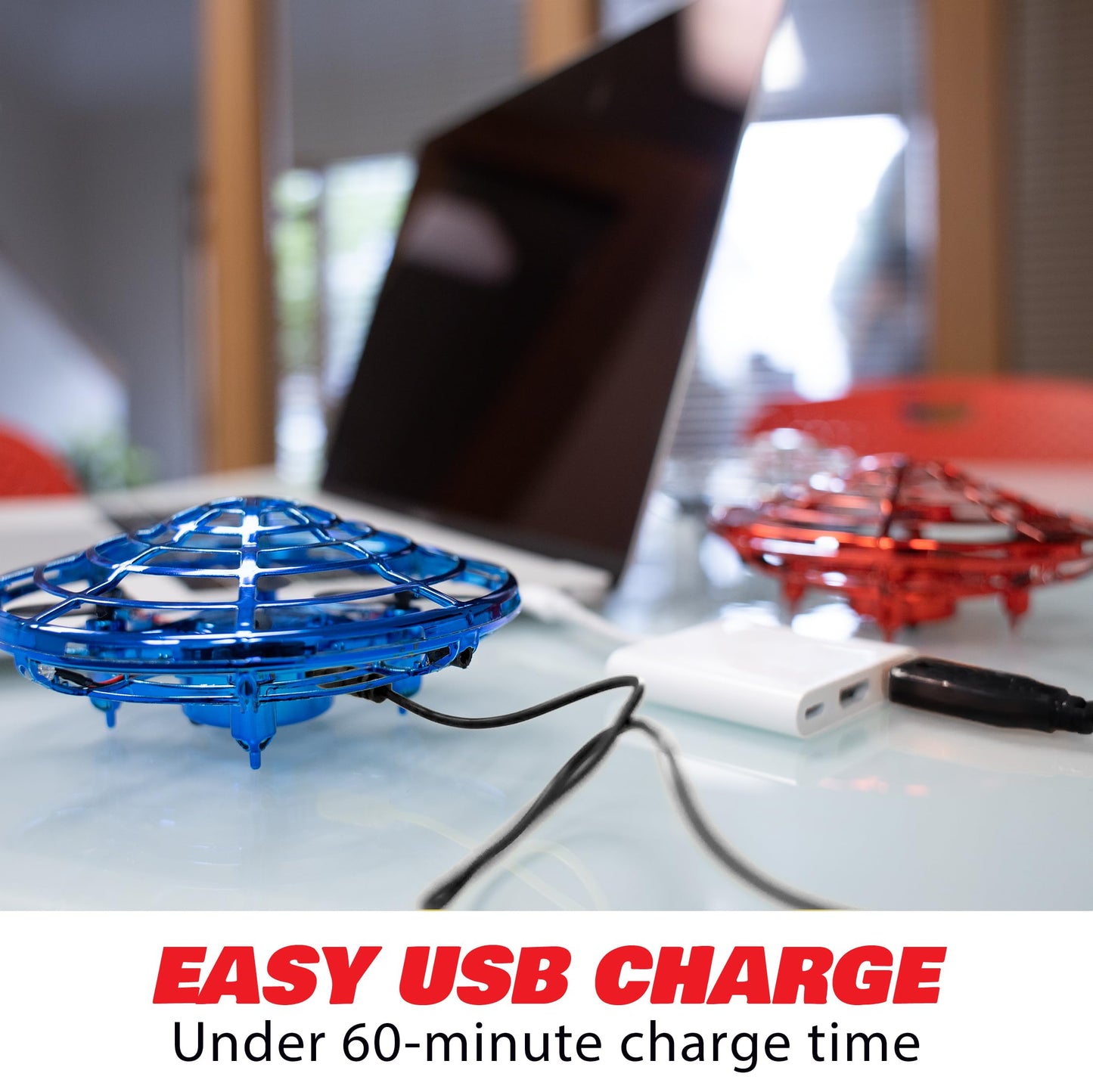 Force1 Scoot Duo Hand Operated Drone for Kids or Adults - 2pk Hands Free Motion Sensor Mini Drones, Easy Indoor Flying Ball Small UFO Toys for Boys and Girls (Red and Blue)