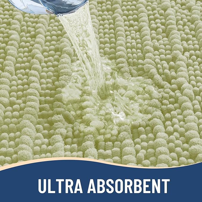 Arotive Luxury Chenille Bathroom Rug Mat, Extra Soft Thick Absorbent Shaggy Bath Rugs, Non-Slip Machine Wash Dry, Plush Bath Mats for Bathroom, Shower and Tub, 30x17, Vanilla