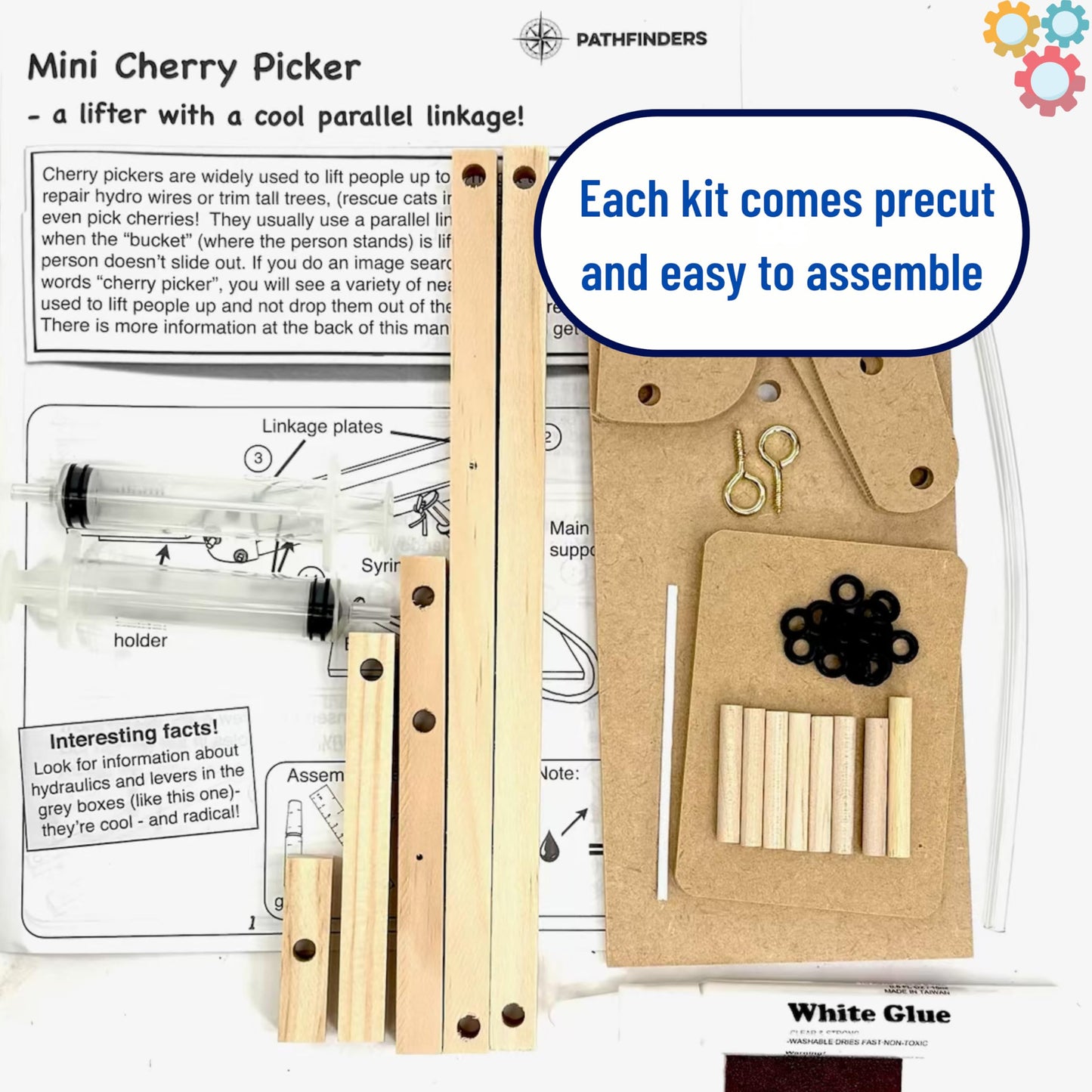 PATHFINDERS STEM Kit- Hydraulics 4-in-1– Build 4 Hydraulic Machines | Engineering Model Kit for Kids 8+ | Educational Science Toy | Learn Physics & Mechanics | Wooden DIY Project