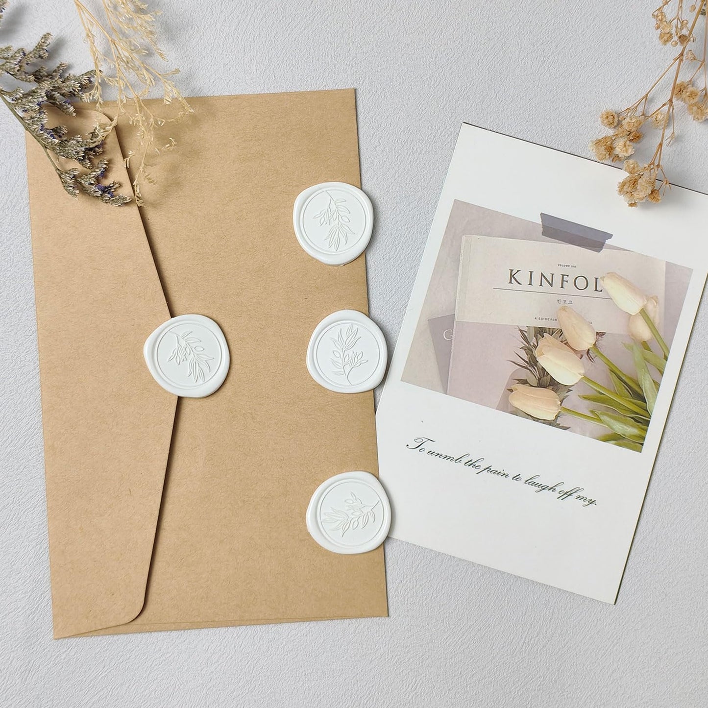 Pilloze 50Pcs White Self-Adhesive Wax Seal Stickers - Wax Seal Perfect for Wedding Invitation or Envelope Good Adhesion and Easy to Use, Wedding Invitation Accessories