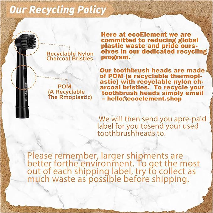Replacement Toothbrush Heads Compatible with Oral B - ecoELEMENT 4 Pack Electric Toothbrush Heads Brush Heads Recyclable Charcoal for Oral Hygiene Soft Sensitive Professional Toothbrush Heads