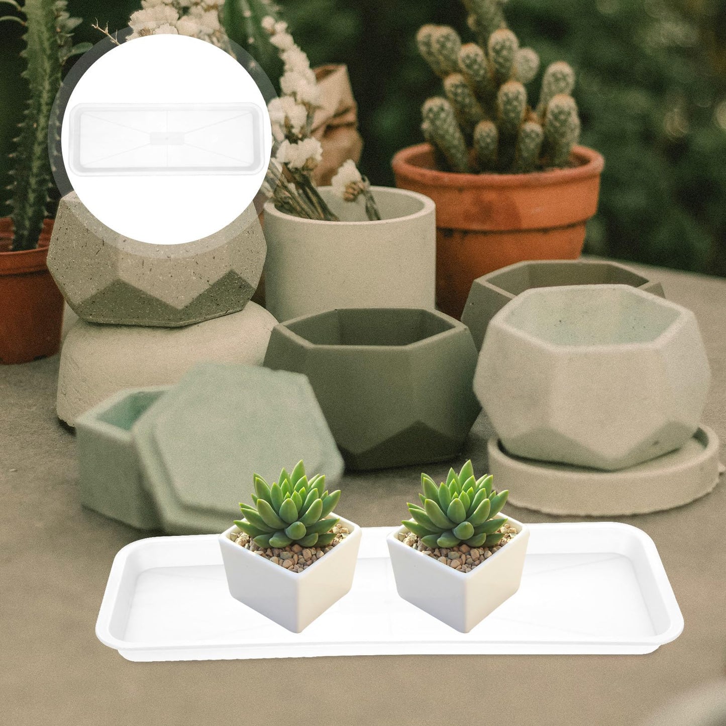FAVOMOTO 10 Pack Plastic Rectangular Plant Drip Trays, Indoors Heavy Duty Sturdy Plant Saucer for Flower Pot Planter Windowsill Pot Seed Starting Growing Trays