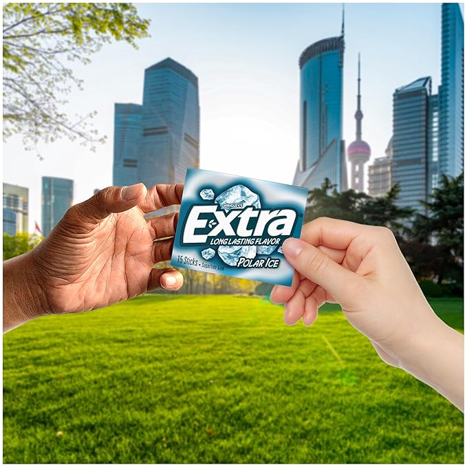 EXTRA Polar Ice Chewing Gum Packs, Sugar Free Gum in Bulk for Fresh Breath, 15 Sticks