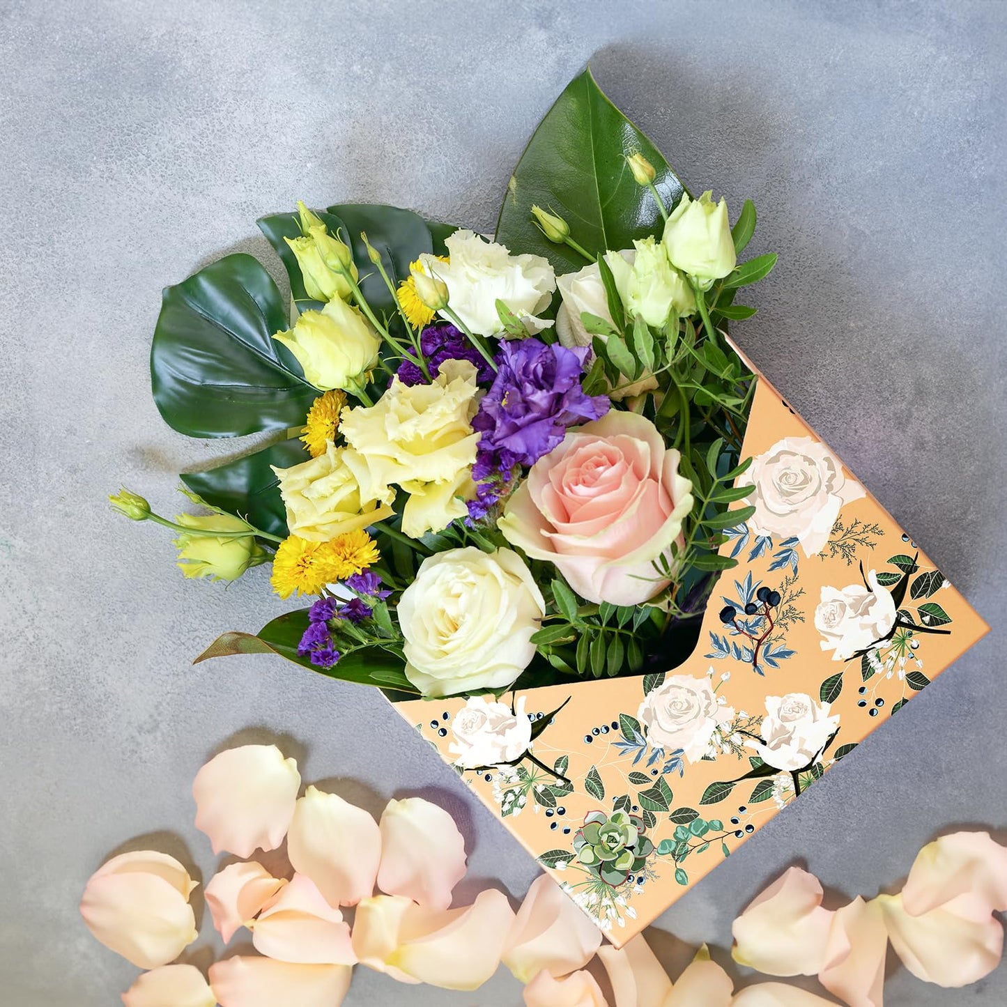 Lyforpyton Flower Arrangement Gifts Boxes, Envelope Gift Box For Flowers , Foldable Decorative Bouquet Packaging Paper Box , Suitable for Flower Shop , Wedding , Party , Birthday , Valentine's Day and Mother's Day ( 9 Pcs )