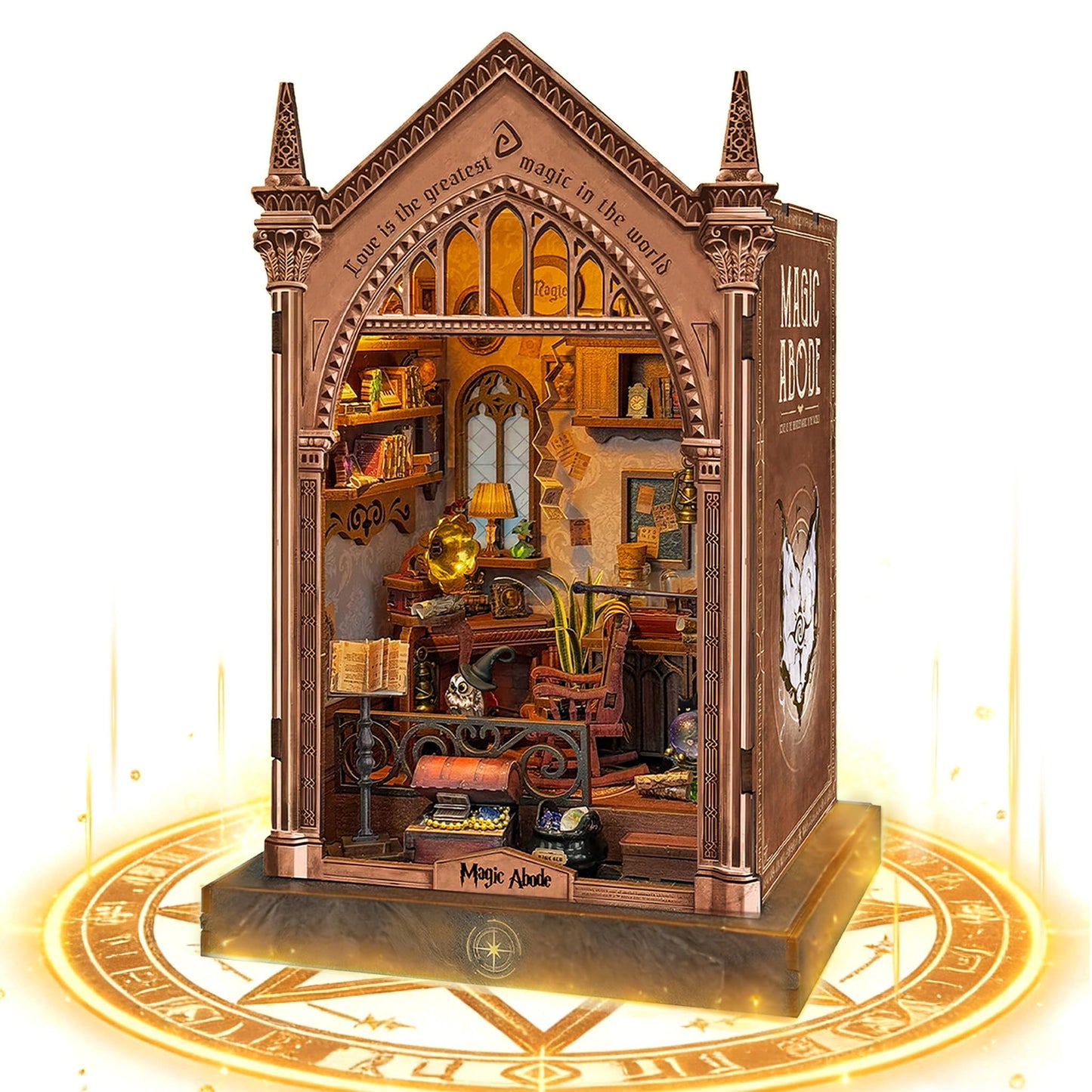 LoreNook Magic Abode Book Nook Kit for Adults - DIY Miniature House Kit with LED Lights, Bookshelf Decor, Nook Tales, Creative Gift for Book Lovers & Craft Enthusiasts
