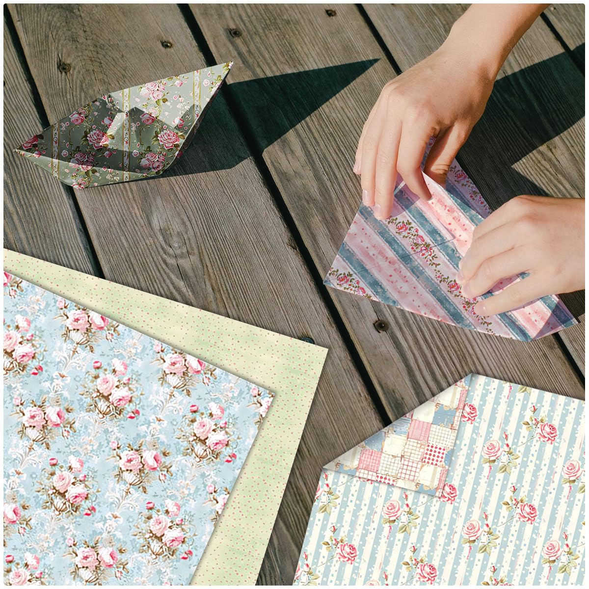 Scrapbook Paper Pad 12×12,Floral Double-Sided Pattern Designer Planner Junk Journal Decorative Craft Paper,Card Making Journaling Origami Decopage Scrapbooking Supplies, 24 Sheets