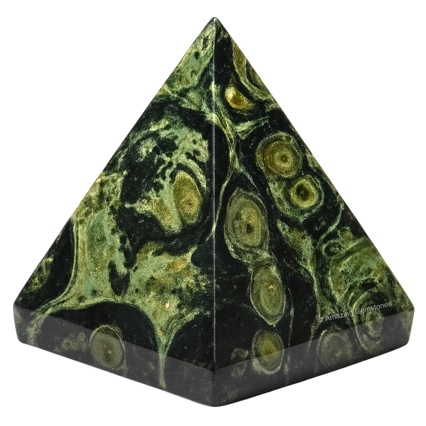 Kambaba Jasper Pyramid Crystal Healing Stones - 1.5" Great Pyramid Figurine of Natural Stone Pyramid for Meditation, Reiki, Chakra Balancing and Crystal Pyramids Grid