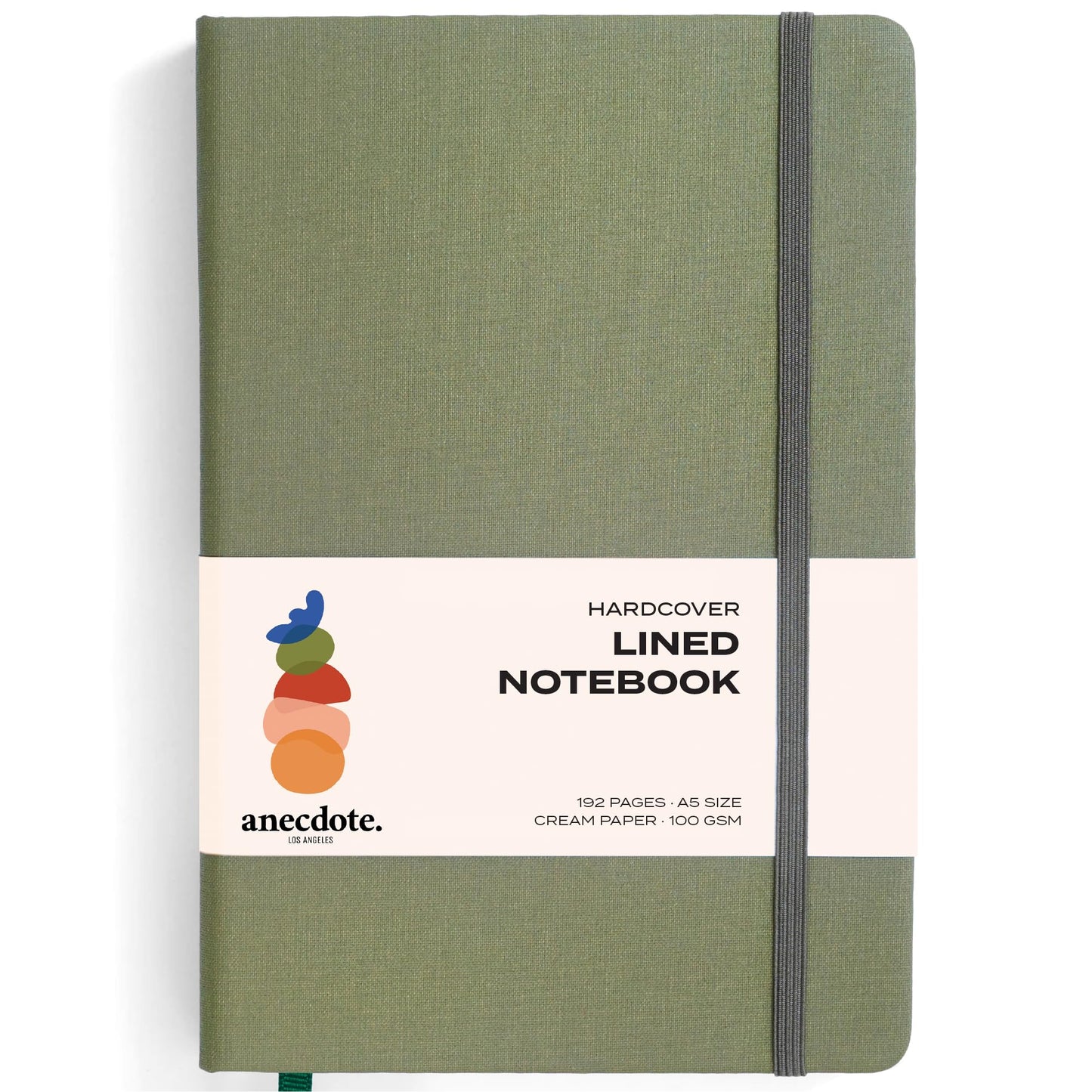 ANECDOTE. Lined Journal Notebook, 192 Pages, A5 size: 8.3" x 5.4", Thick 100 GSM Paper, Ruled, Hardcover. Journal for Women and Men, Perfect Notebook for School, Work and Travel (Olive Green)