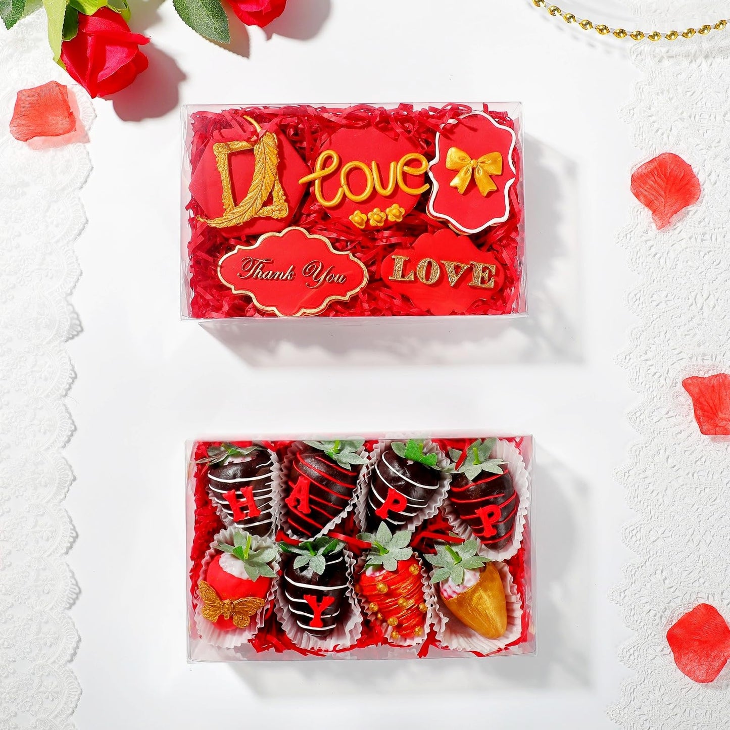 SLShePack 20PCS 8x5x2 Inch Clear Cookie Boxes Chocolate Covered Strawberry Boxes Bakery Boxes with Window Cakesickle boxes Chocolate Truffle Boxes Pretzel Boxes