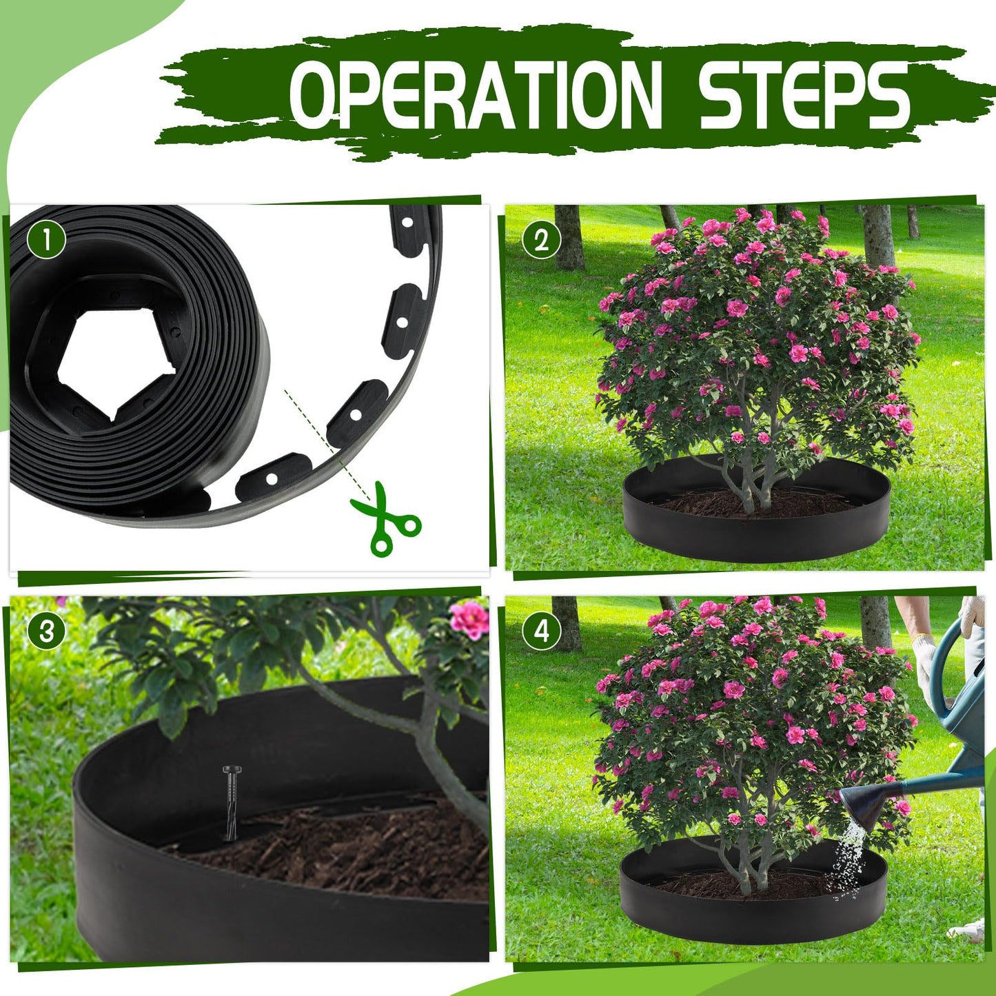 30 Ft Planting Grow Rings with 30 PCS Spikes Plant Rings for Outdoor Plants Planting Ring for Separate Rock and Maintain Moisture (30)