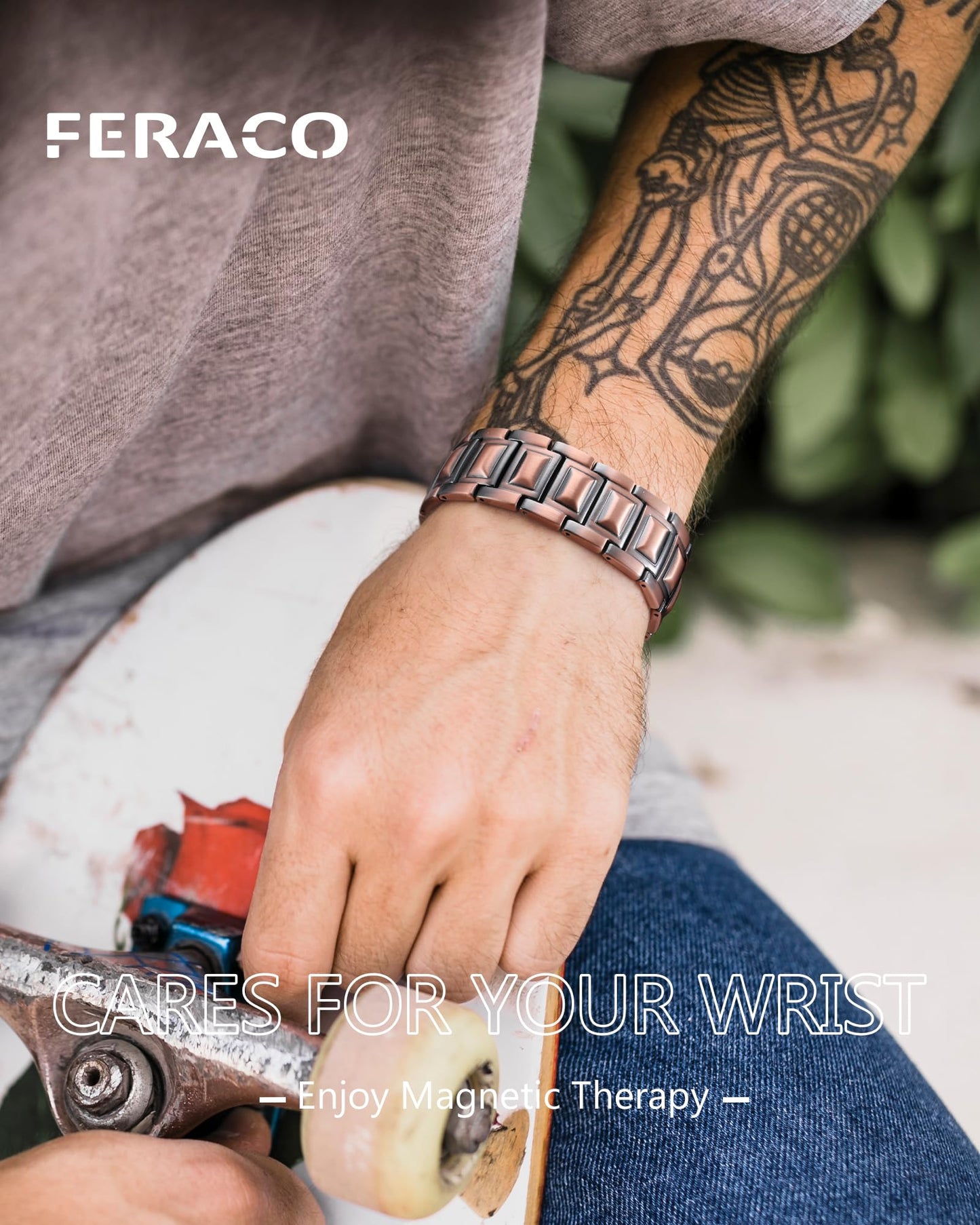 Feraco Copper Magnetic Therapy Bracelets for Men with 5X Strength 5000 Gauss Magnets,99.99% Cooper Bracelet