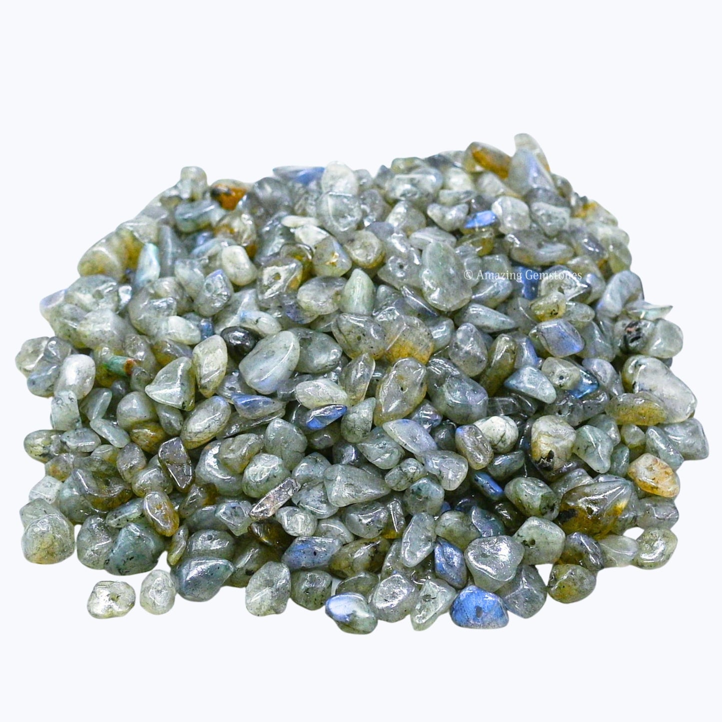 Labradorite Pre Drilled Crystal Crushed Chips Beads for Bracelets Making, DIY Handmade Natural Healing Crystals (25 Inch Strand)