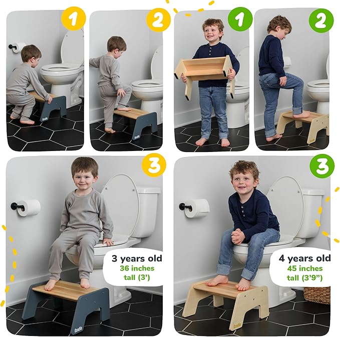 OCODILE 1-Step Wooden Step Stool for Toddlers | Kids Step Stool for Bathroom Sink, Kitchen, and Potty Training | Non-Slip Stool for Toilet Independence | Wooden Step for Children Ages 2+ Pink