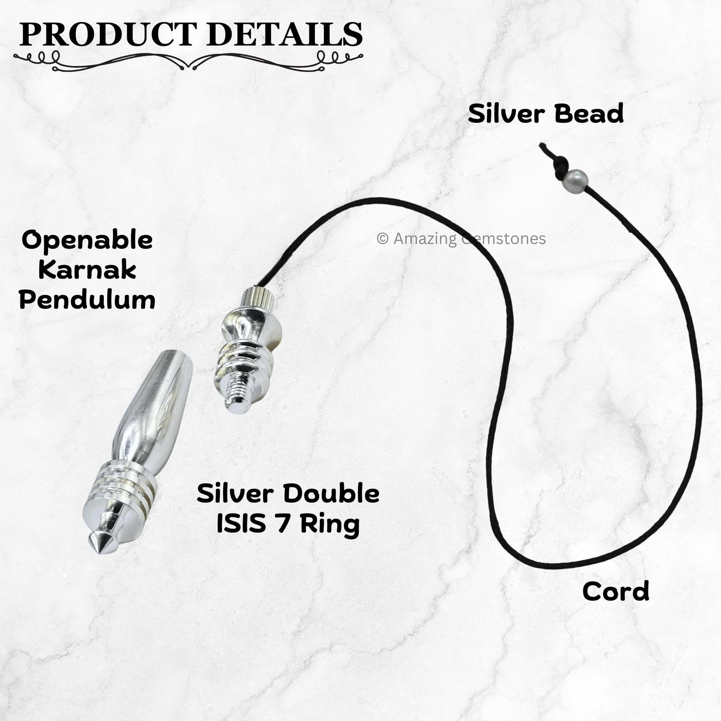 Amazing Gemstone Healing Metal Pendulums for Divination, Silver Double ISIS 7 Ring Karnak Steel Copper Pendulum High Energy Pendulo de Bronce Pendulos de Mesa MP79