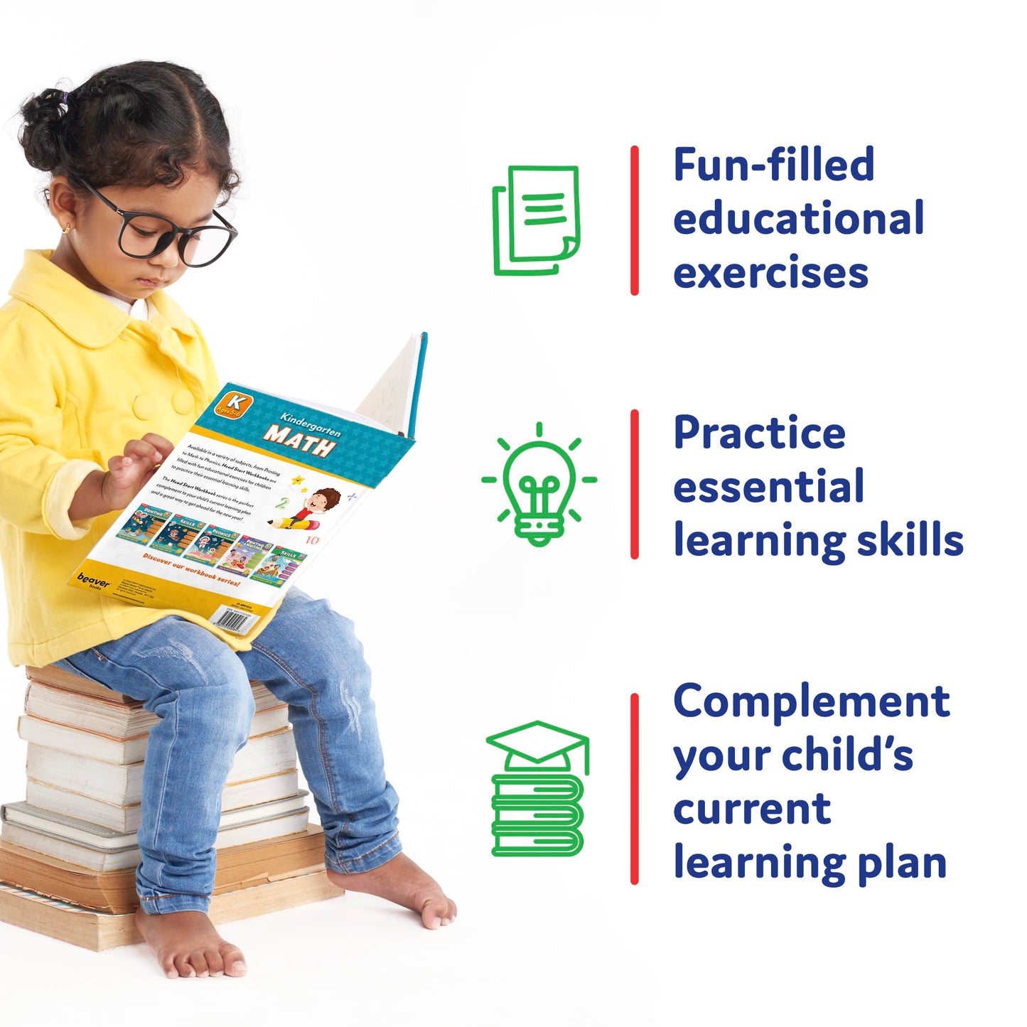 Kindergarten Academic Preparation Series for Students Ages 5-6, Educational Literacy Workbooks for Introductory Reading and Writing, Comprehensive ... Mathematics, Phonics, and Cognitive Skills
