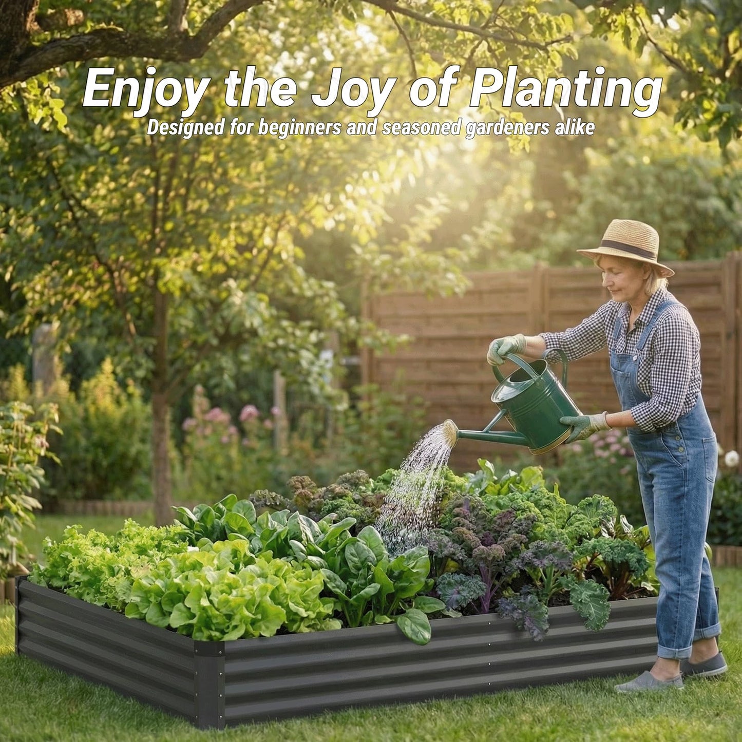 Rujkodvh 2PCS 6x3x1 FT Rectangle Metal Raised Garden Bed Kit, Elevated Garden Planter Box Outdoor, Large Planters for Outdoor Plants, Flower, Vegetables, Fruit, Herbs (Dark Gray)