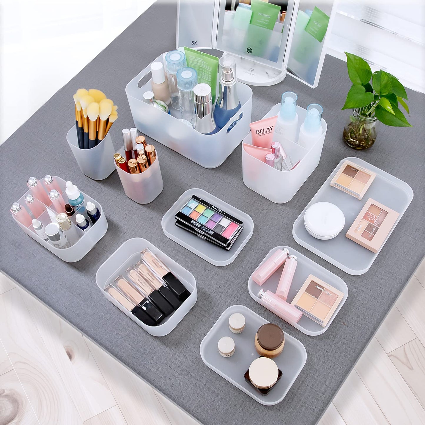 OCHEAL Makeup Organizer Case Set: Stackable Clear Vanity Storage - Multi-size Holder for Makeup, Jewelry, Toiletries