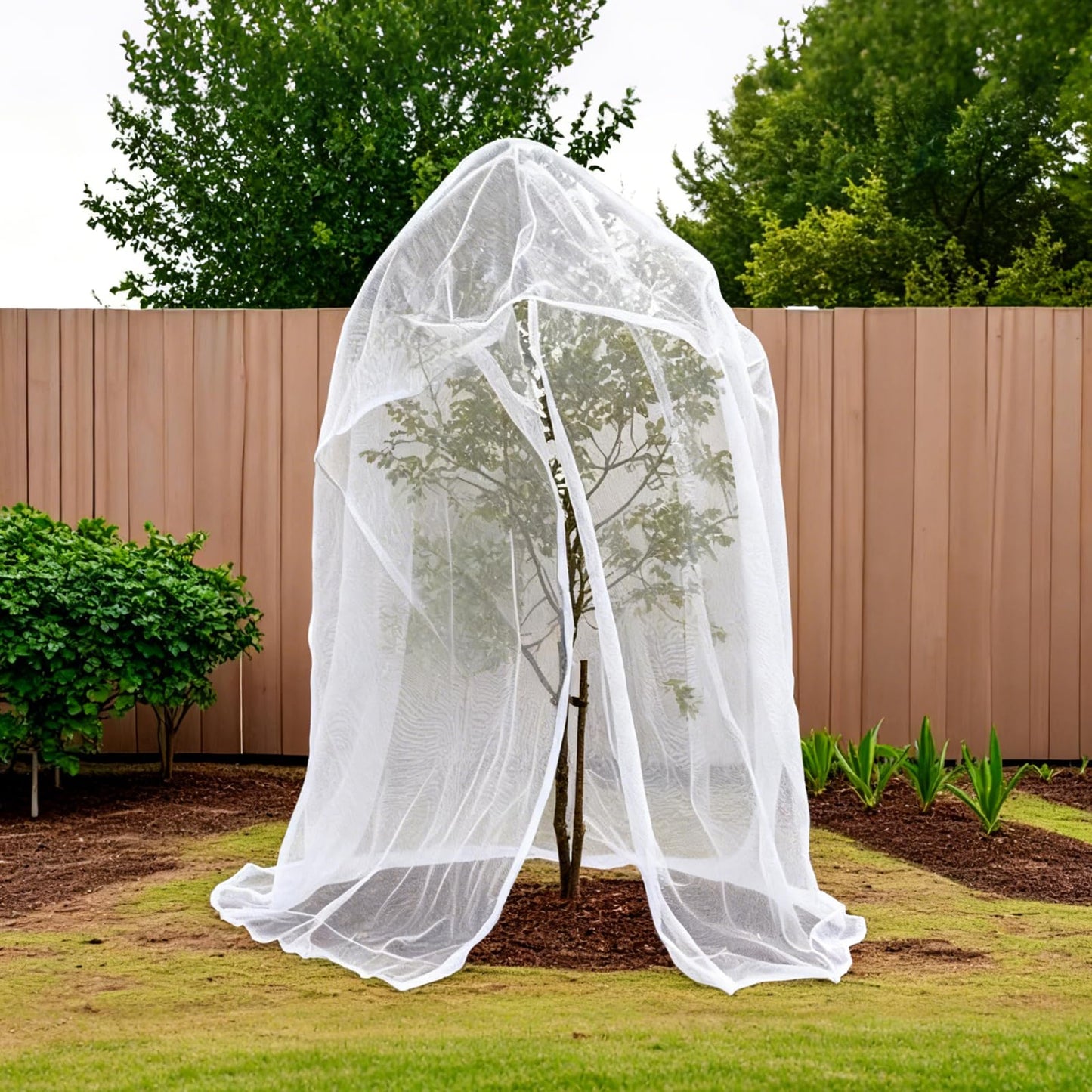 6.5x6.5x6.5Ft Extra Large Fruit Tree Netting Cover with Zipper & Drawstring, Garden Mesh Netting for Protecting Plants from Birds,Bug& Squirrels,Ultra Fine Weather Resistant Tree Netting