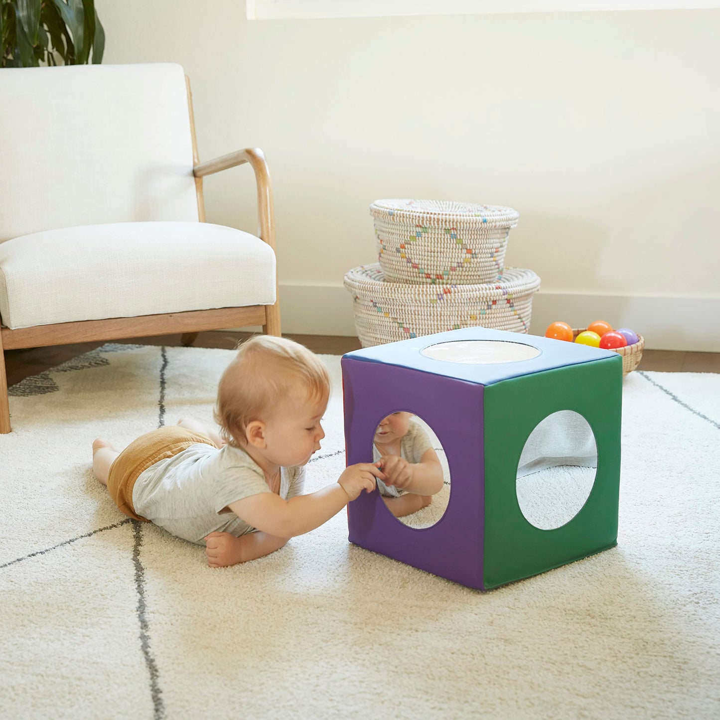 ECR4Kids SoftZone Mirror Activity and Sensory Play Cube, Baby Essentials, Assorted