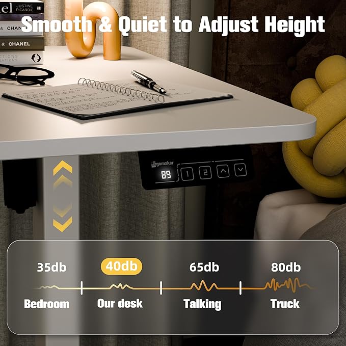 ERGOMAKER Electric Standing Desk, 55" x 23.6" Height Adjustable Sit Stand Desk with Splice Board for Home Office, Computer Table Memory Preset (White Frame, White Desktop)