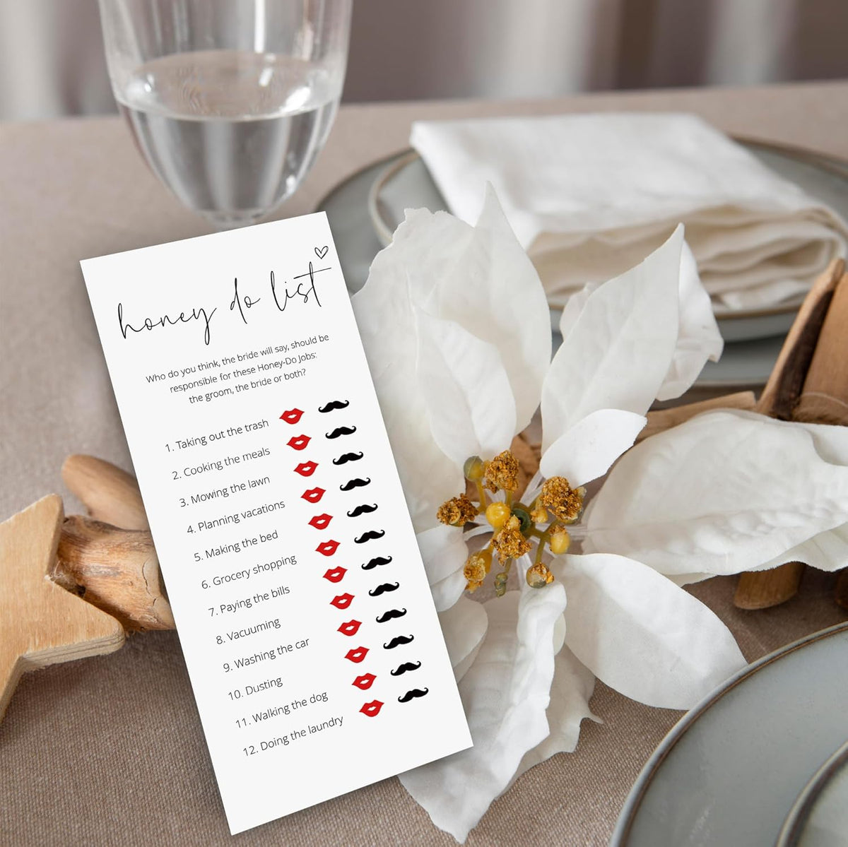 Bridal Shower Games, Honey Do List, 25Pcs 4x9inch Minimalist White Double-Sided Bridal Game Cards, Wedding Shower Games for Guests, Engagement Bachelorette Party Supplies - A21